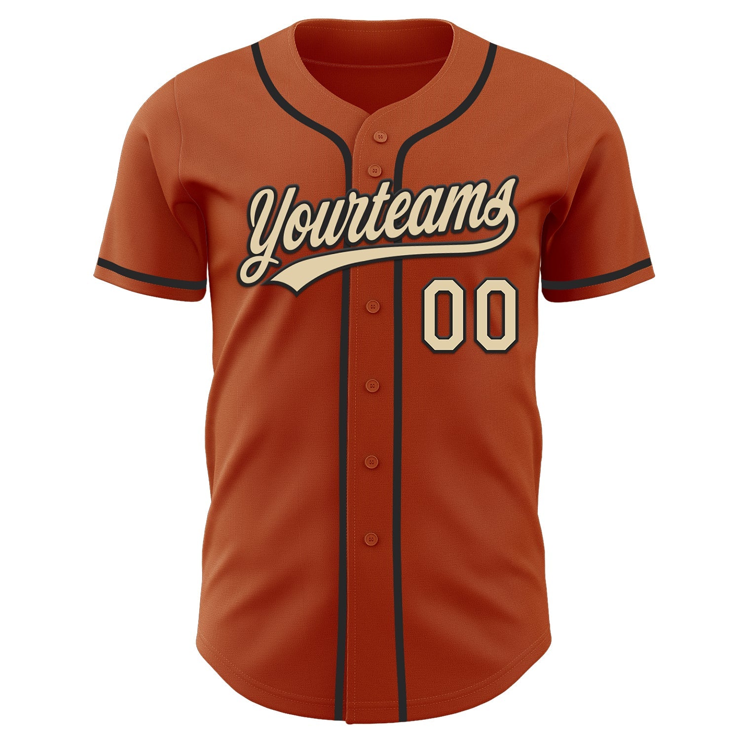 Custom Texas Orange Cream-Black Authentic Baseball Jersey view 2