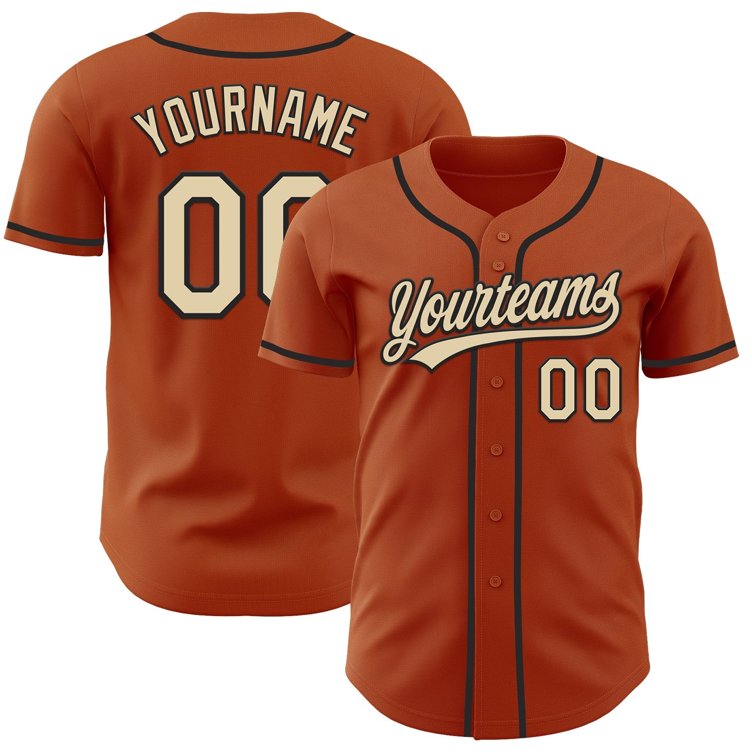 Custom Texas Orange Cream-Black Authentic Baseball Jersey - Main View