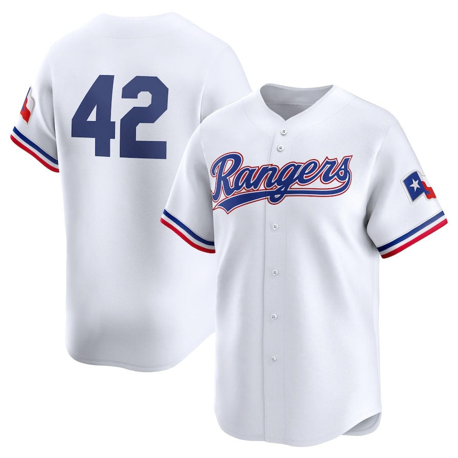 Texas Rangers 2024 #42 Jackie Robinson Day Home Limited Jersey – White Stitches Baseball Jerseys - Main View