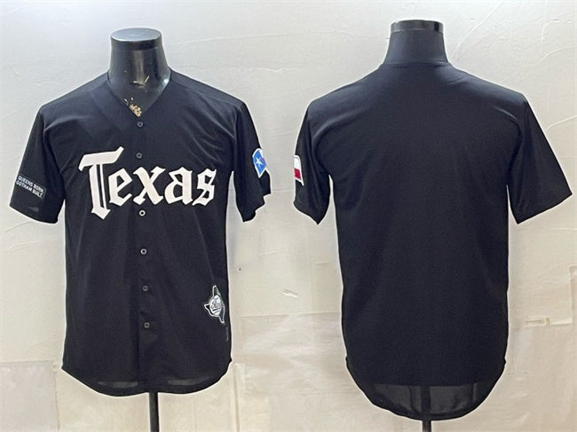 Texas Rangers Blank Black Gothic Mexico 2025 Vapor Premier Limited Stitched Baseball Jersey - Main View