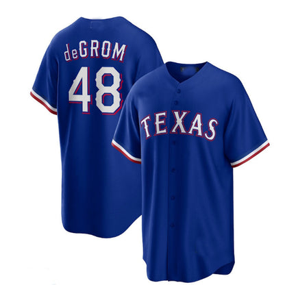 Texas Rangers #48 Jacob deGrom Royal Away Replica Player Jersey Baseball Jerseys - Main View