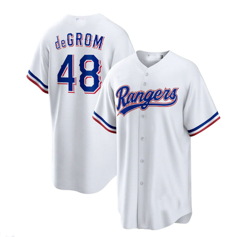 Texas Rangers #48 Jacob deGrom White Home Replica Player Jersey Baseball Jerseys - Main View