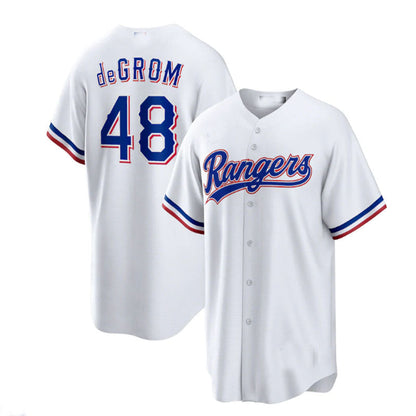 Texas Rangers #48 Jacob deGrom White Home Replica Player Jersey Baseball Jerseys - Main View