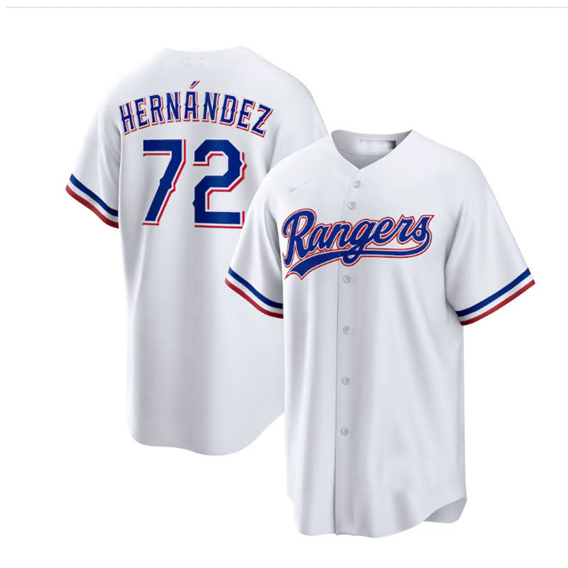 Texas Rangers #72 Jonathan Hern¨¢ndez White Home Replica Player Jersey Baseball Jerseys - Main View