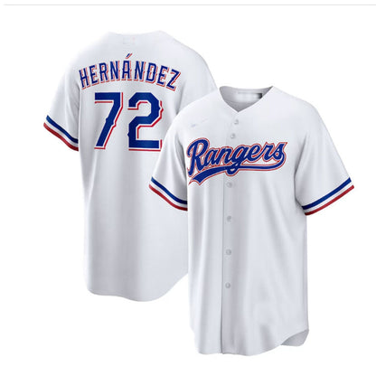 Texas Rangers #72 Jonathan Hern¨¢ndez White Home Replica Player Jersey Baseball Jerseys - Main View