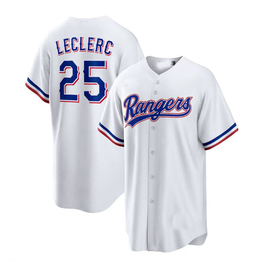 Texas Rangers #25 Jos¨¦ Leclerc White Home Replica Player Jersey Baseball Jerseys - Main View