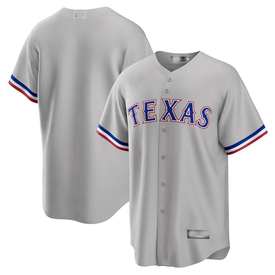 Texas Rangers Gray Road Replica Team Jersey Baseball Jerseys - Main View
