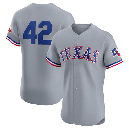 Texas Rangers Road 2024 #42 Jackie Robinson Day Elite Jersey - Gray Baseball Jerseys - Main View