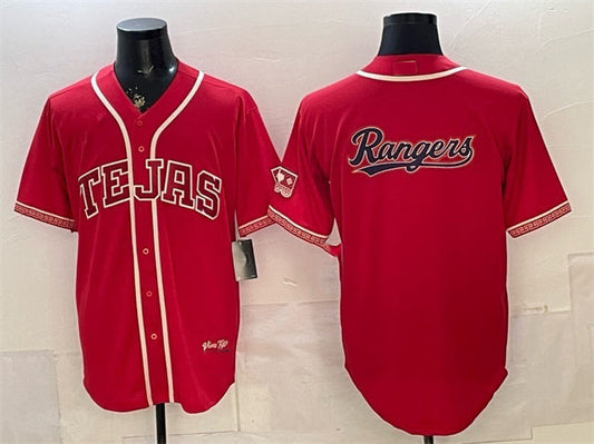 Texas Rangers Team Big Logo Red 2026 City Connect Stadium Stitched Baseball Jersey - Main View