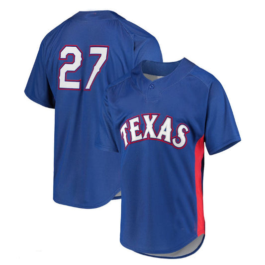 Texas Rangers #27 Vladimir Guerrero Mitchell & Ness Royal Cooperstown Collection Mesh Batting Practice Jersey Baseball Jerseys - Main View