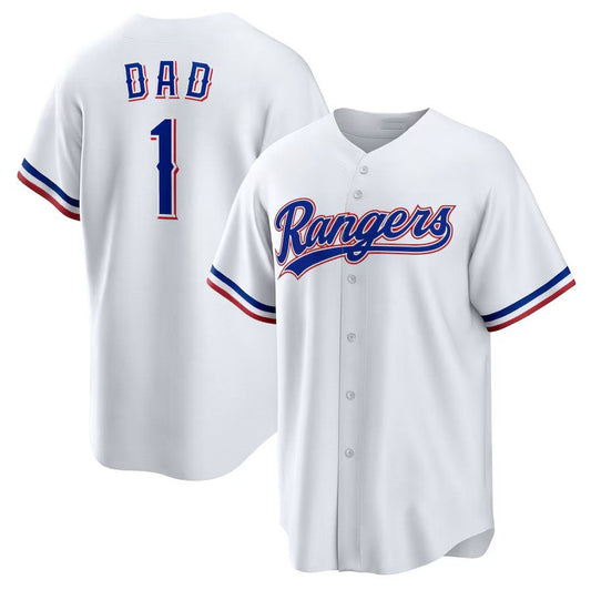 Texas Rangers #1 Dad Home Replica Jersey - White Stitched Baseball Jersey - Main View