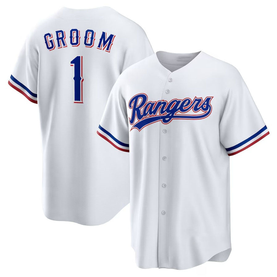 Texas Rangers #1 Groom Home Replica Jersey - White Stitched Baseball Jersey - Main View