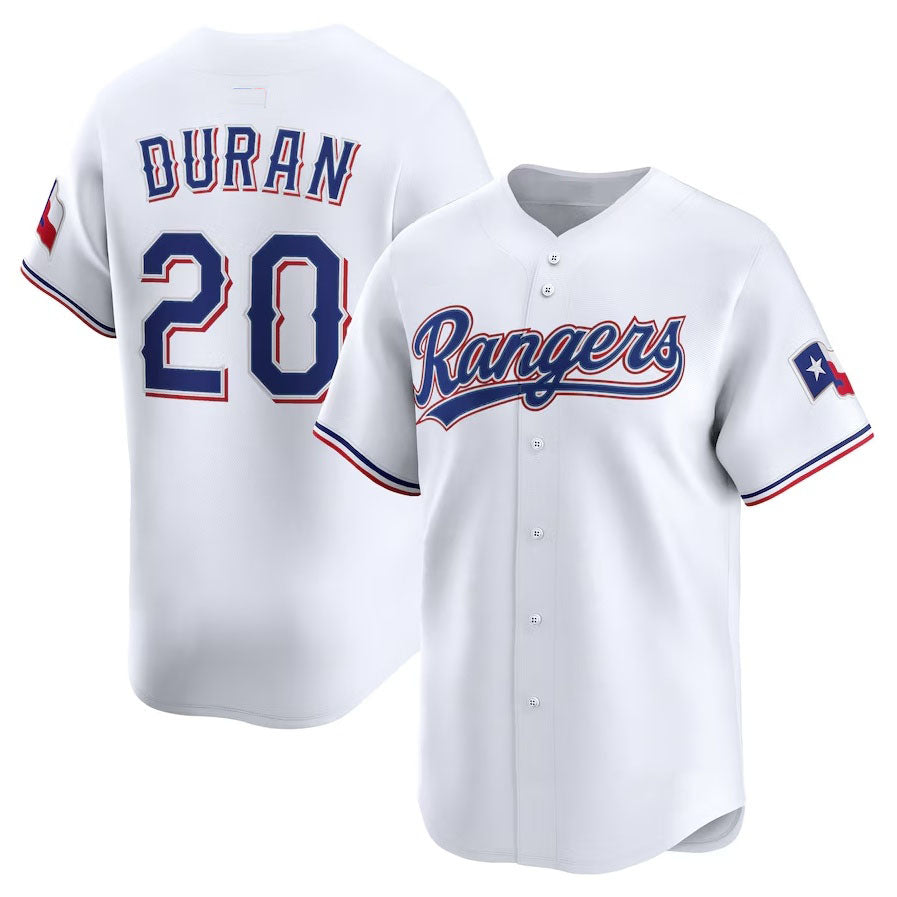 Texas Rangers #20 Ezequiel Durán Home Limited Player Jersey - White Stitched Baseball Jersey - Main View