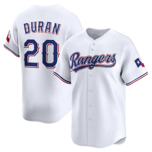 Texas Rangers #20 Ezequiel Durán Home Limited Player Jersey - White Stitched Baseball Jersey - Main View
