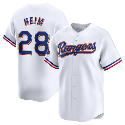 Texas Rangers #28 Jonah Heim 2024 Gold Collection Limited Player Jersey – White Baseball Jerseys - Main View