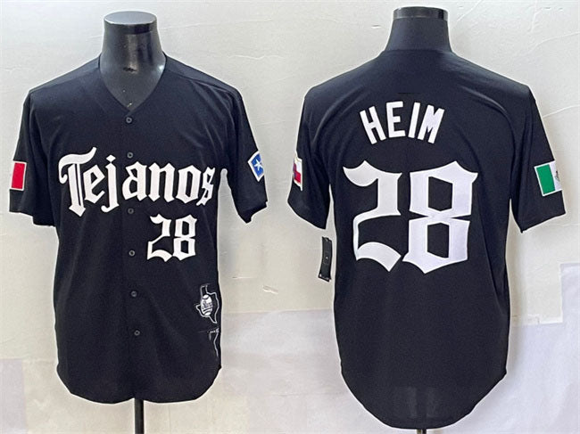 Texas Rangers #28 Jonah Heim Black Gothic Mexico 2025 Vapor Premier Limited Stitched Baseball Jersey - Main View