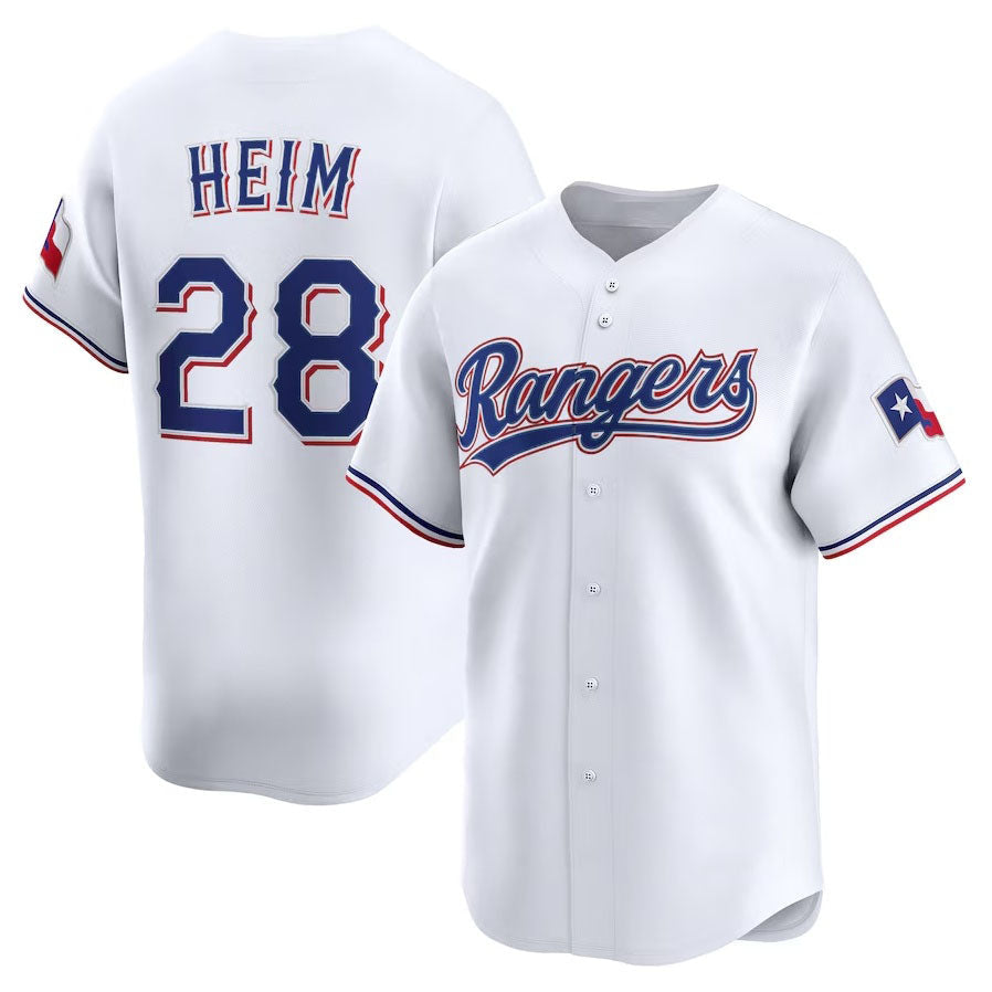 Texas Rangers #28 Jonah Heim Home Limited Player Jersey - White Stitched Baseball Jersey - Main View