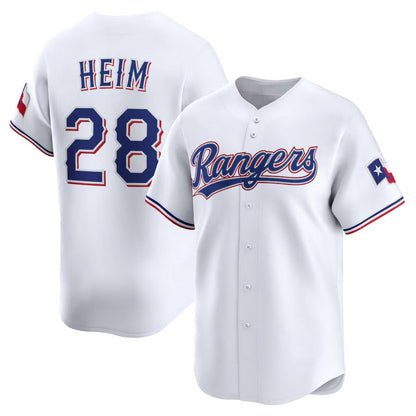 Texas Rangers #28 Jonah Heim Home Limited Player Jersey - White Stitched Baseball Jersey - Main View