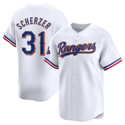 Texas Rangers #31 Max Scherzer 2024 Gold Collection Limited Player Jersey – White Baseball Jerseys - Main View