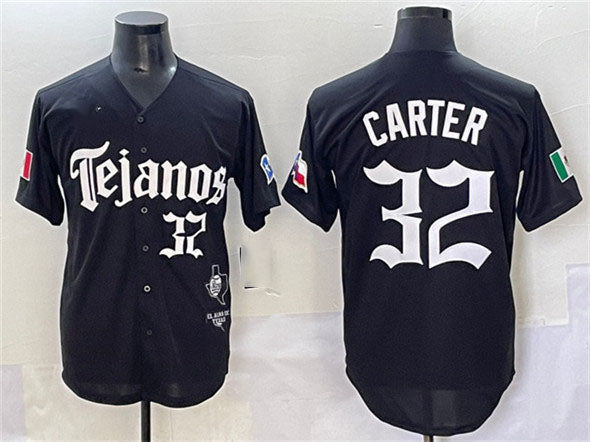 Texas Rangers #32 Evan Carter Black Mexico 2025 Vapor Premier Limited Stitched Baseball Jersey - Main View