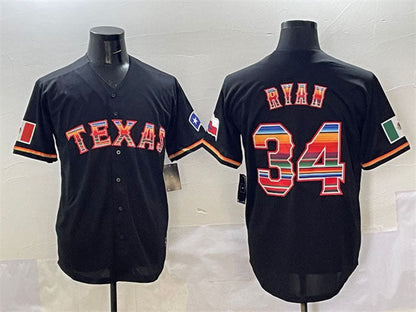 Texas Rangers #34 Nolan Ryan Black Mexico Limited Stitched Baseball Jersey - Main View
