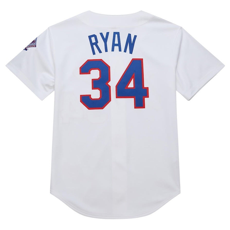 Texas Rangers #34 Nolan Ryan Mitchell & Ness 1993 Cooperstown Collection Authentic Jersey - White Baseball Jerseys - Main View