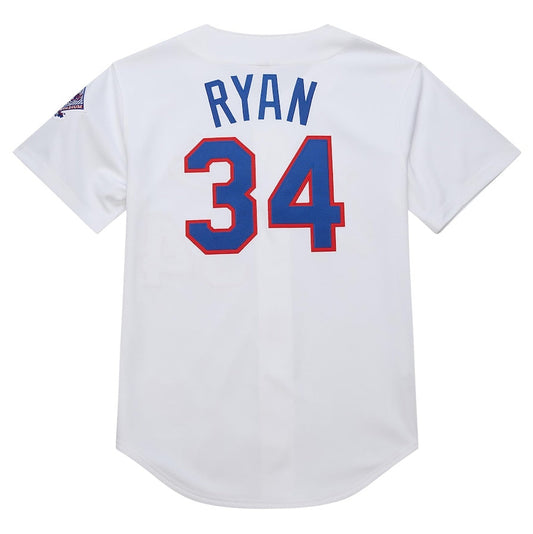 Texas Rangers #34 Nolan Ryan Mitchell & Ness 1993 Cooperstown Collection Authentic Jersey - White Baseball Jerseys - Main View