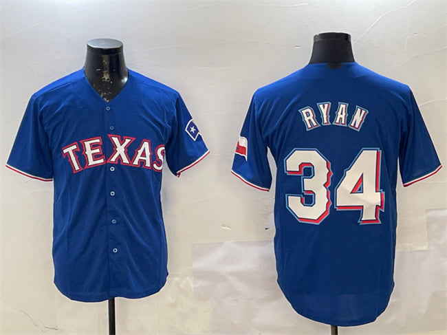Texas Rangers #34 Nolan Ryan Royal Cool Base Stitched Baseball Jersey - Main View