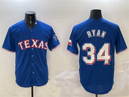 Texas Rangers #34 Nolan Ryan Royal Cool Base Stitched Baseball Jersey - Main View
