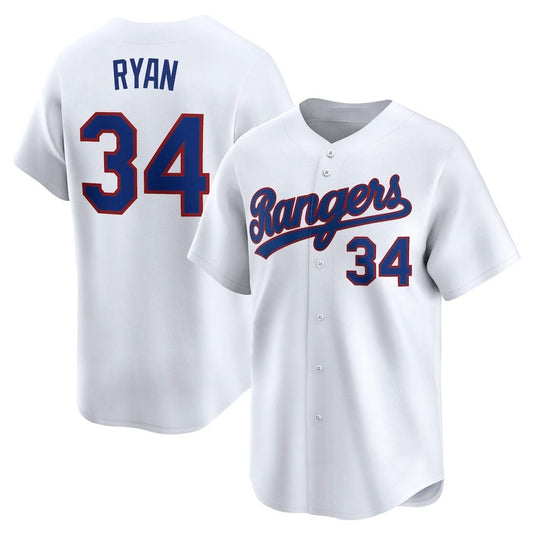 Texas Rangers #34 Nolan Ryan Throwback Cooperstown Collection Limited Jersey - White Stitched Baseball Jersey - Main View