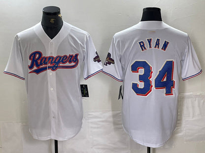 Texas Rangers #34 Nolan Ryan White 2024 Gold Collection Limited Cool Base Stitched Baseball Jersey - Main View