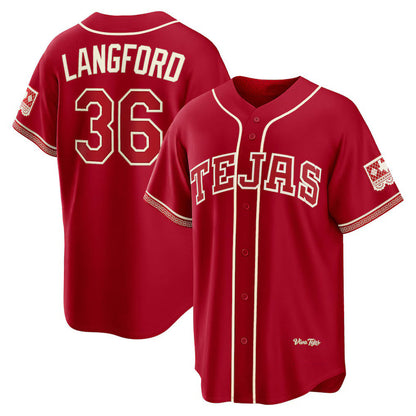 Texas Rangers #36 Wyatt Langford Red 2026 City Connect Stadium Stitched Baseball Jersey - Main View