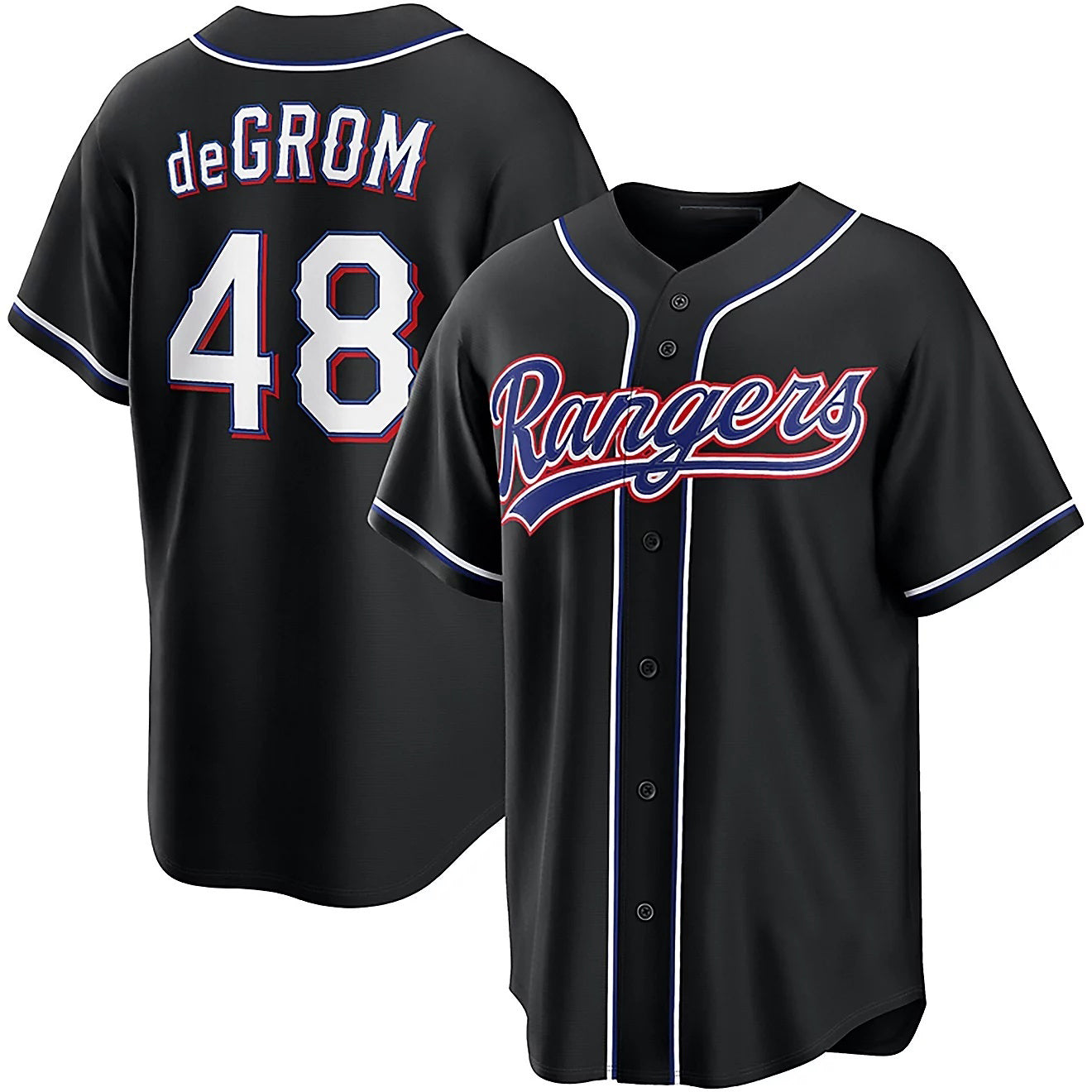 Texas Rangers #48 Jacob Degrom 2026 Black Out Fashion Baseball Jersey - Main View