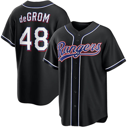 Texas Rangers #48 Jacob Degrom 2026 Black Out Fashion Baseball Jersey - Main View