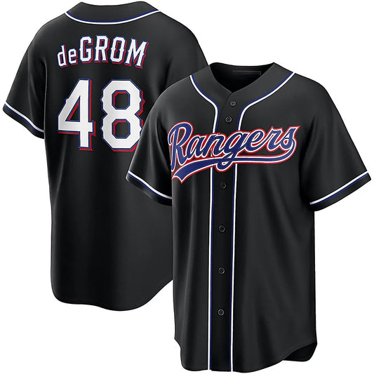 Texas Rangers #48 Jacob Degrom 2026 Black Out Fashion Baseball Jersey - Main View
