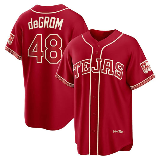 Texas Rangers #48 Jacob deGrom Red 2026 City Connect Stadium Stitched Baseball Jersey - Main View