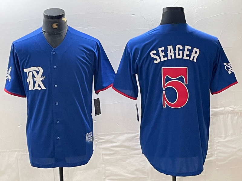 Texas Rangers #5 Corey Seager Royal Blue 2023 City Connect Stitched Baseball Jersey - Main View