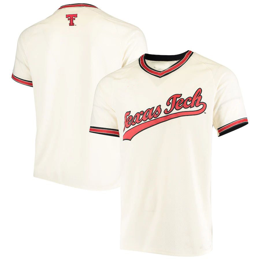 T.Tech Red Raiders Under Armour Throwback Replica Baseball Jersey Cream Stitched American College Jerseys - Main View