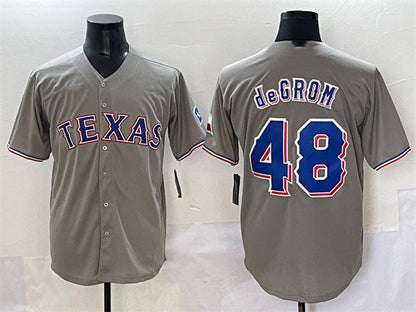 Texas Rangers #48 Jacob deGrom Gray With Patch Cool Base Stitched Baseball Jersey - Main View