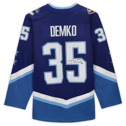 V.Canucks #35 Thatcher Demko Fanatics Authentic Autographed 2022 All-Star Game Jersey  Blue Stitched American Hockey Jerseys - Main View