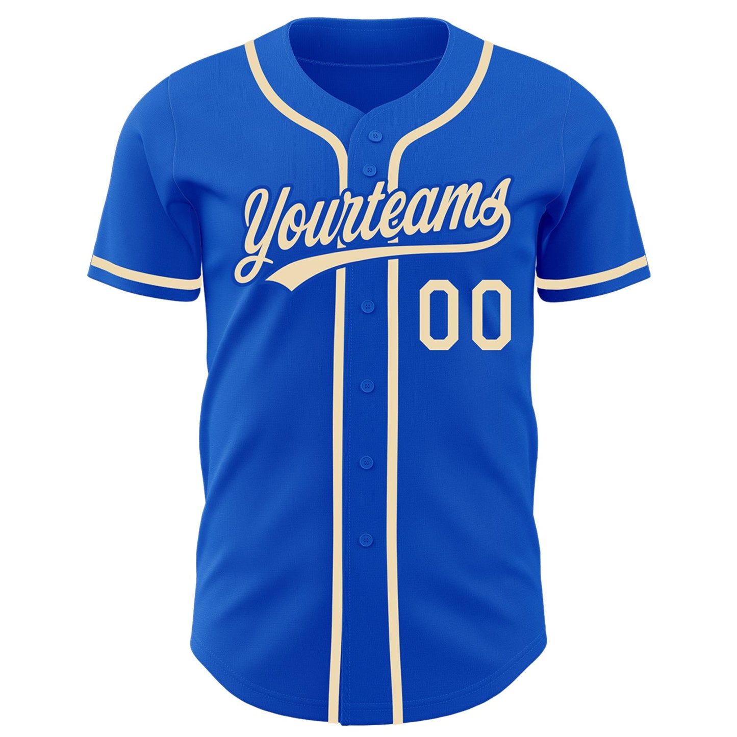 Custom Thunder Blue City Cream Authentic Baseball Jersey view 2