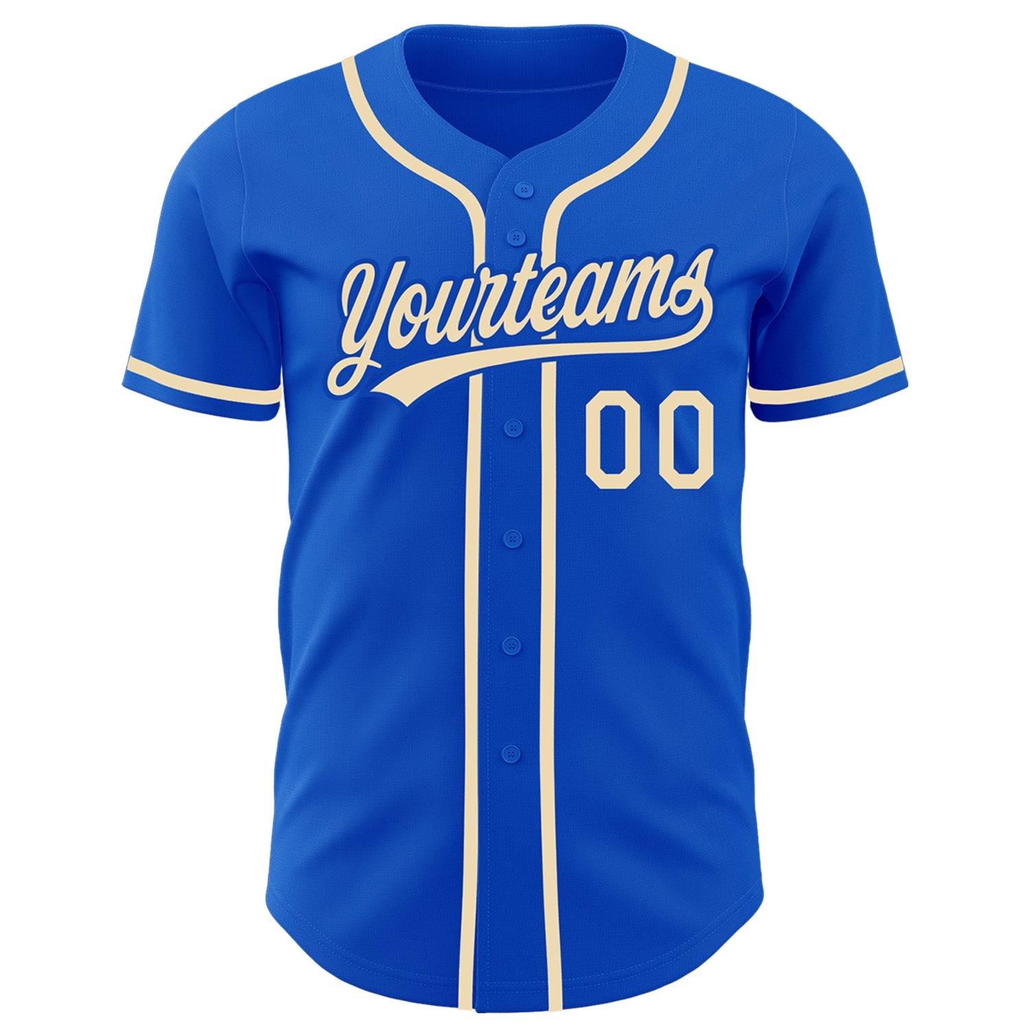 Custom Thunder Blue City Cream Authentic Baseball Jersey view 2