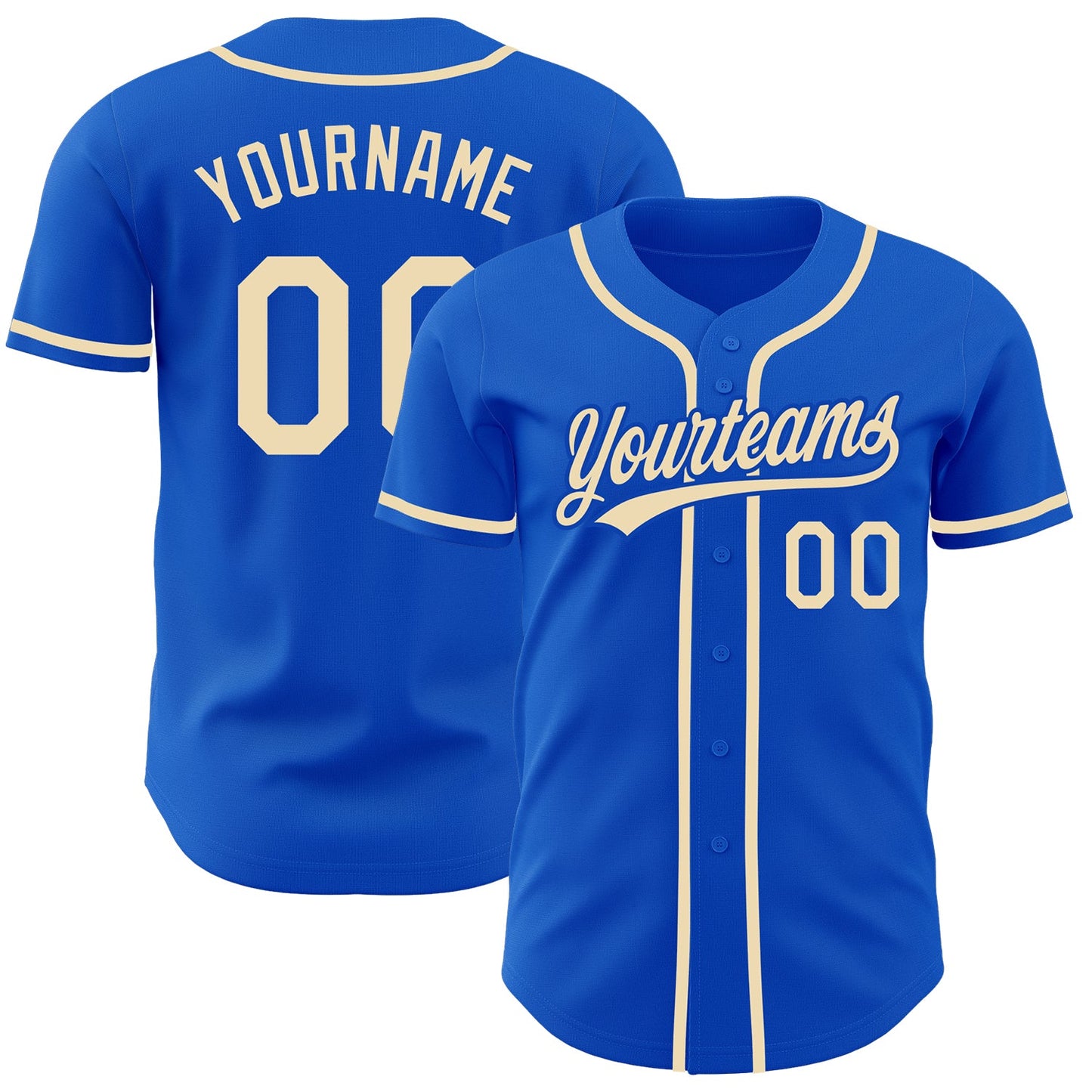 Custom Thunder Blue City Cream Authentic Baseball Jersey - Main View