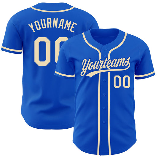 Custom Thunder Blue City Cream Authentic Baseball Jersey - Main View
