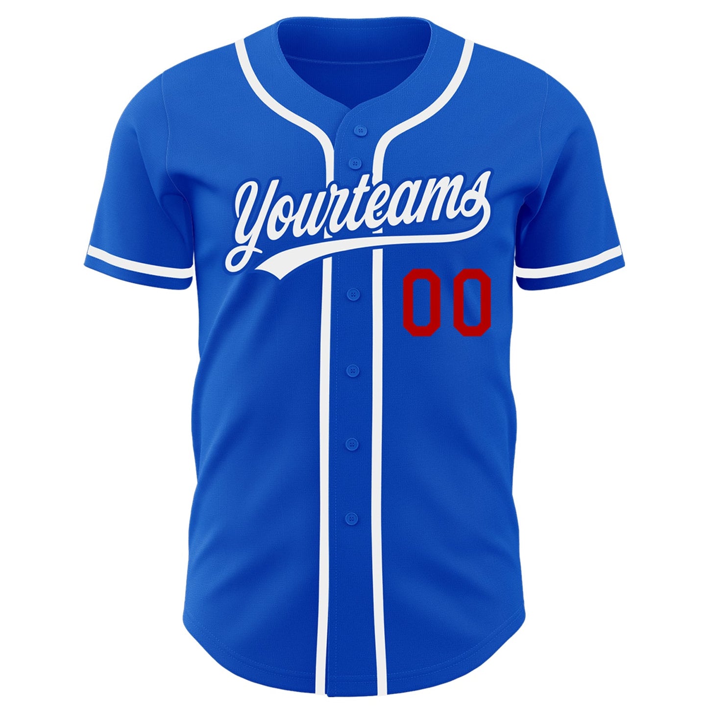 Custom Thunder Blue White-Red Authentic Baseball Jersey view 2
