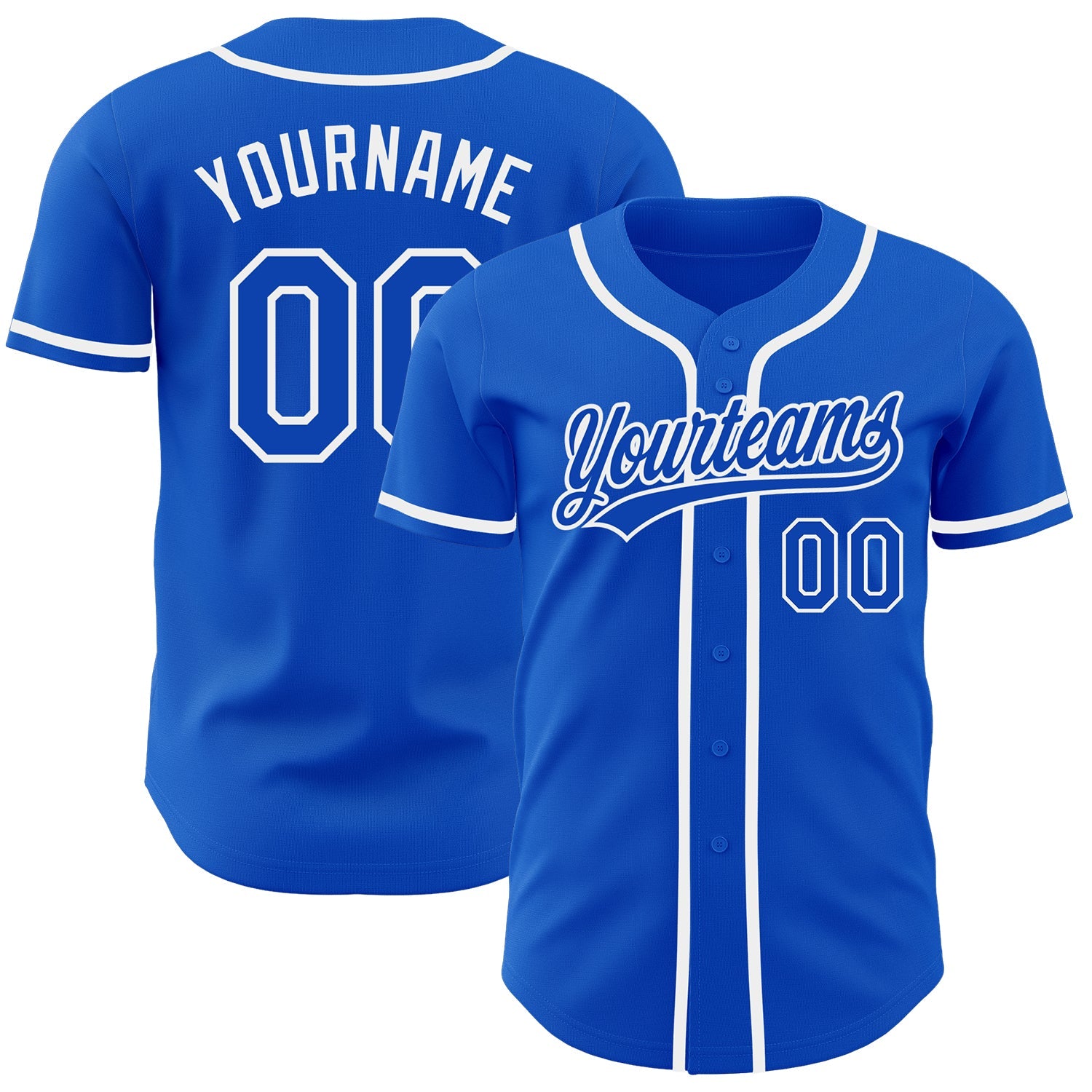 Custom Thunder Blue White Authentic Baseball Jersey - Main View