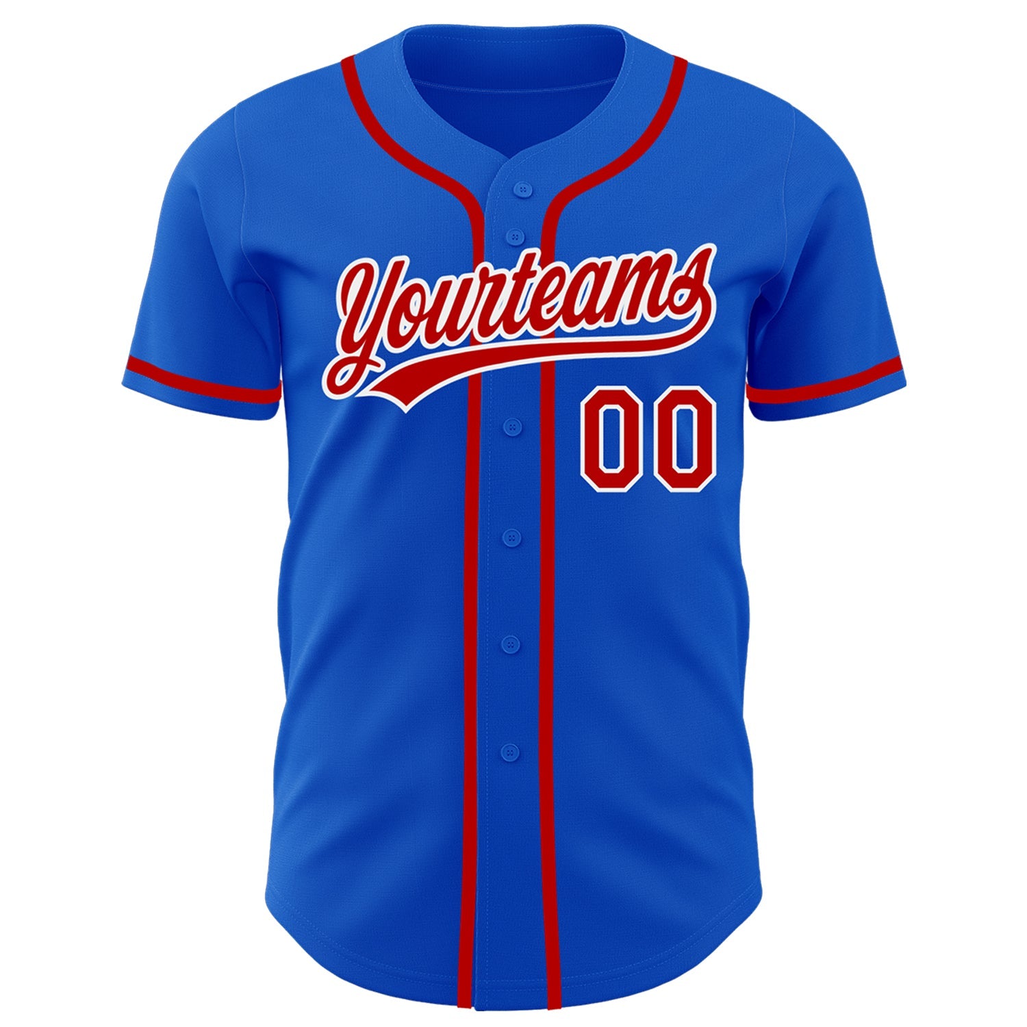 Custom Thunder Blue Red-White Authentic Baseball Jersey view 2