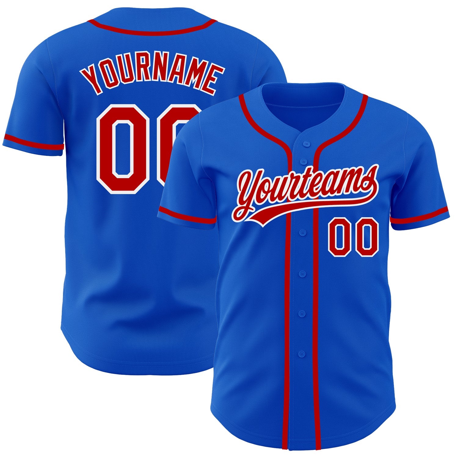 Custom Thunder Blue Red-White Authentic Baseball Jersey - Main View