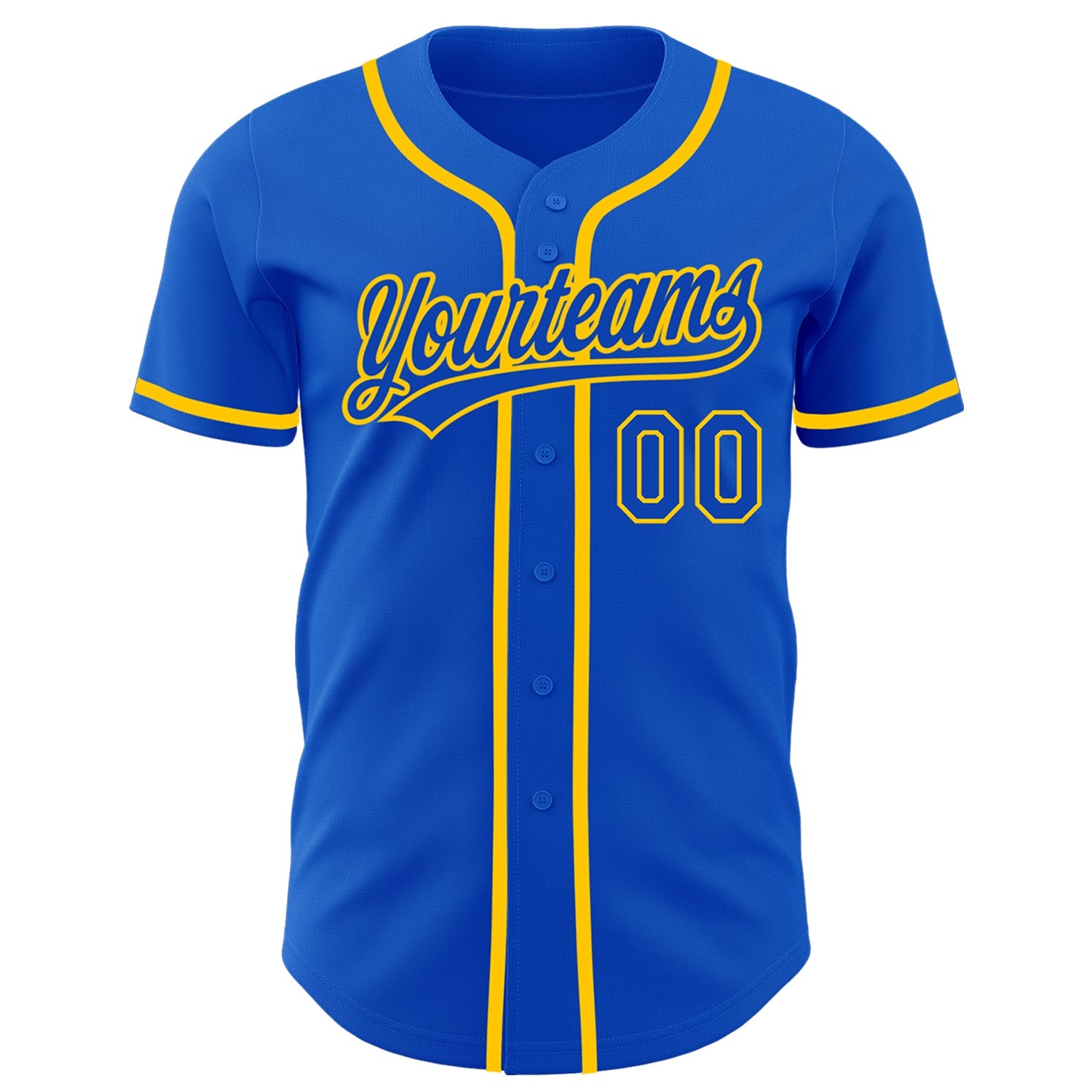 Custom Thunder Blue Yellow Authentic Baseball Jersey view 2