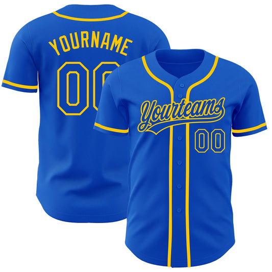 Custom Thunder Blue Yellow Authentic Baseball Jersey - Main View